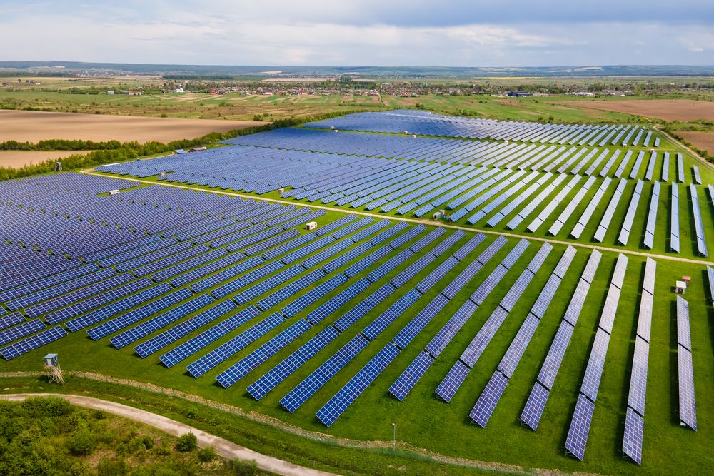 Aerial,View,Of,Big,Sustainable,Electric,Power,Plant,With,Many