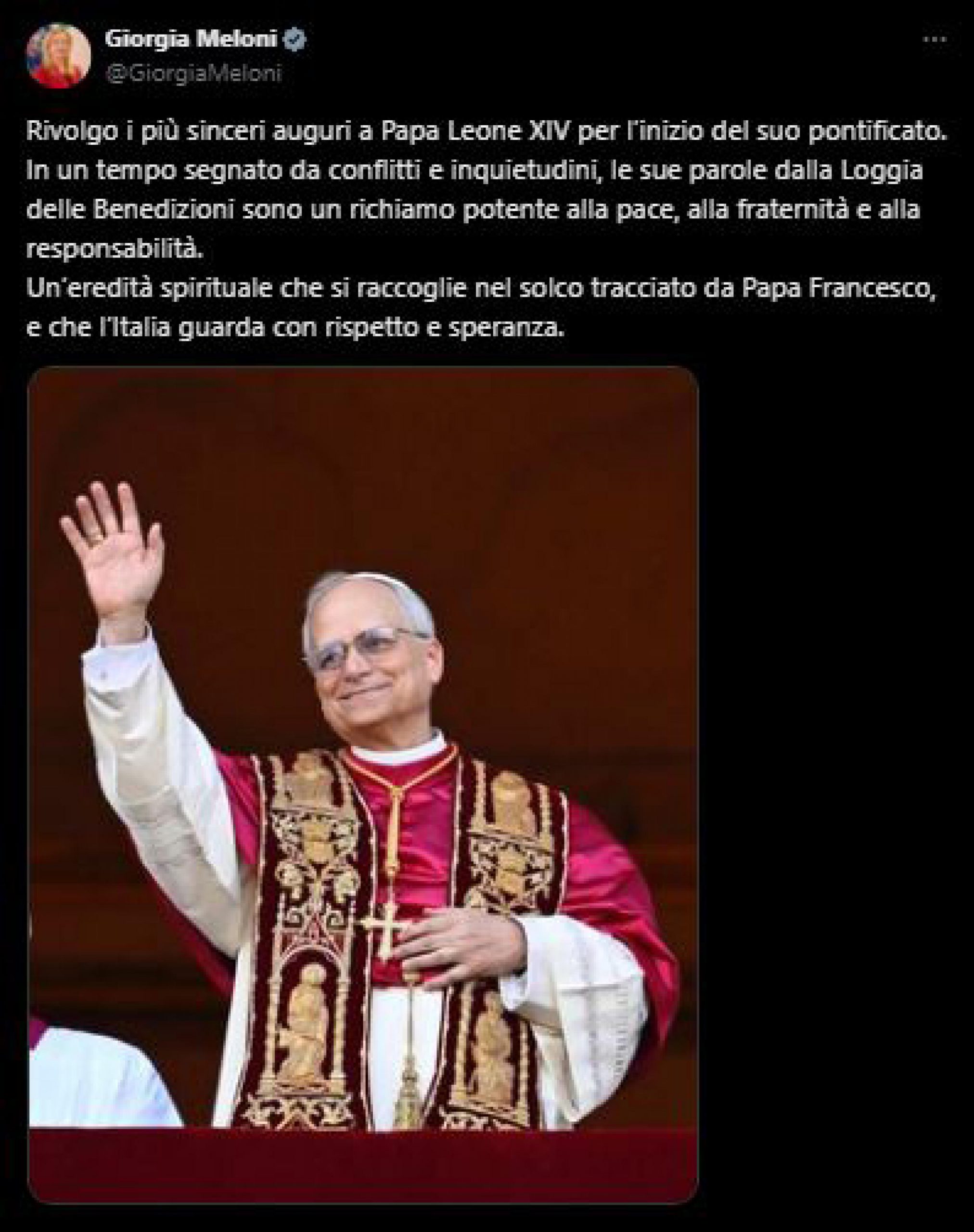 Telefonata Meloni Papa Leone XIV: “Sostegno a sforzi di pace” Telefonata Meloni Papa Leone XIV: “Sostegno a sforzi di pace”
