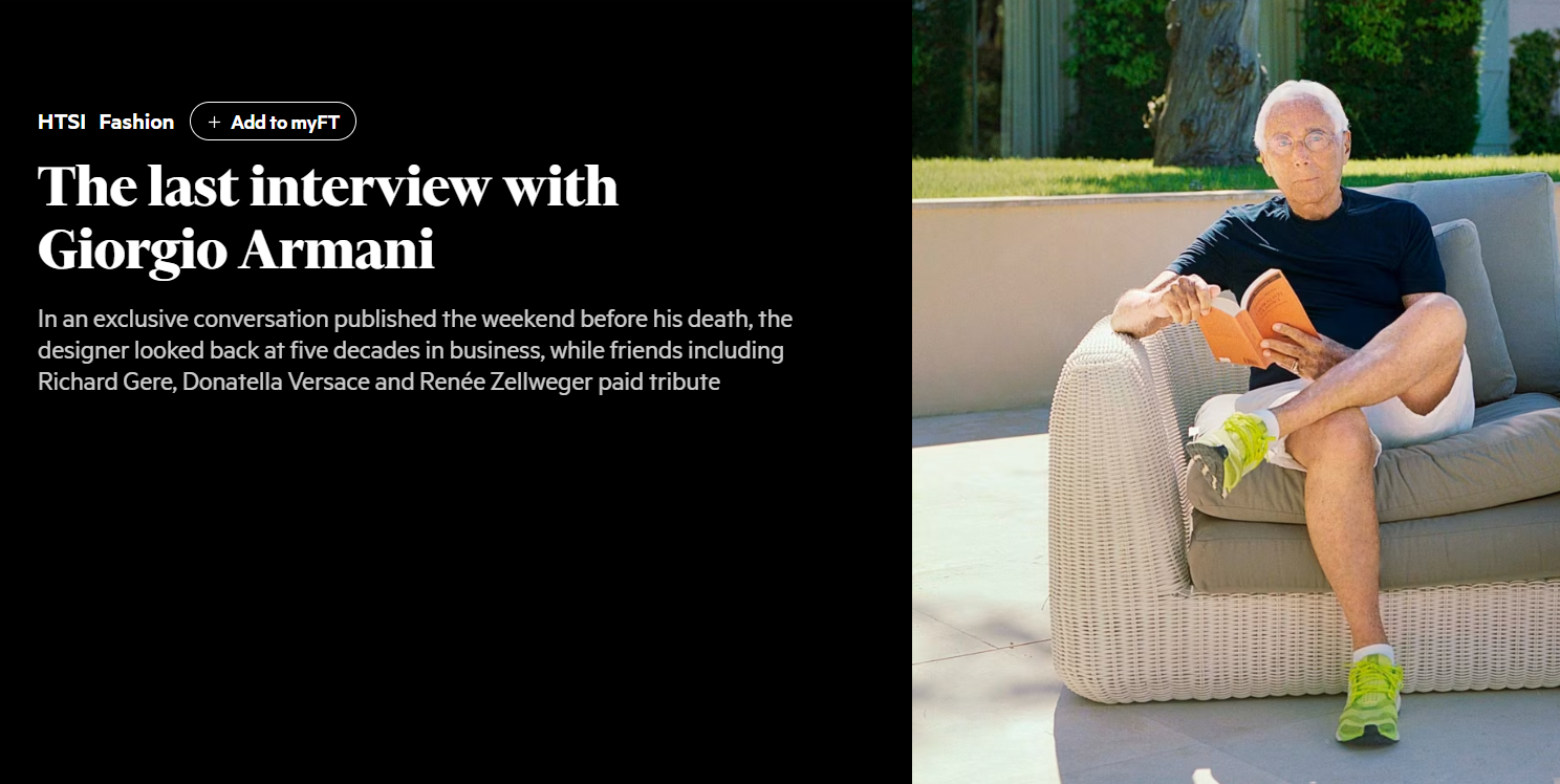 L’ultima intervista di Giorgio Armani