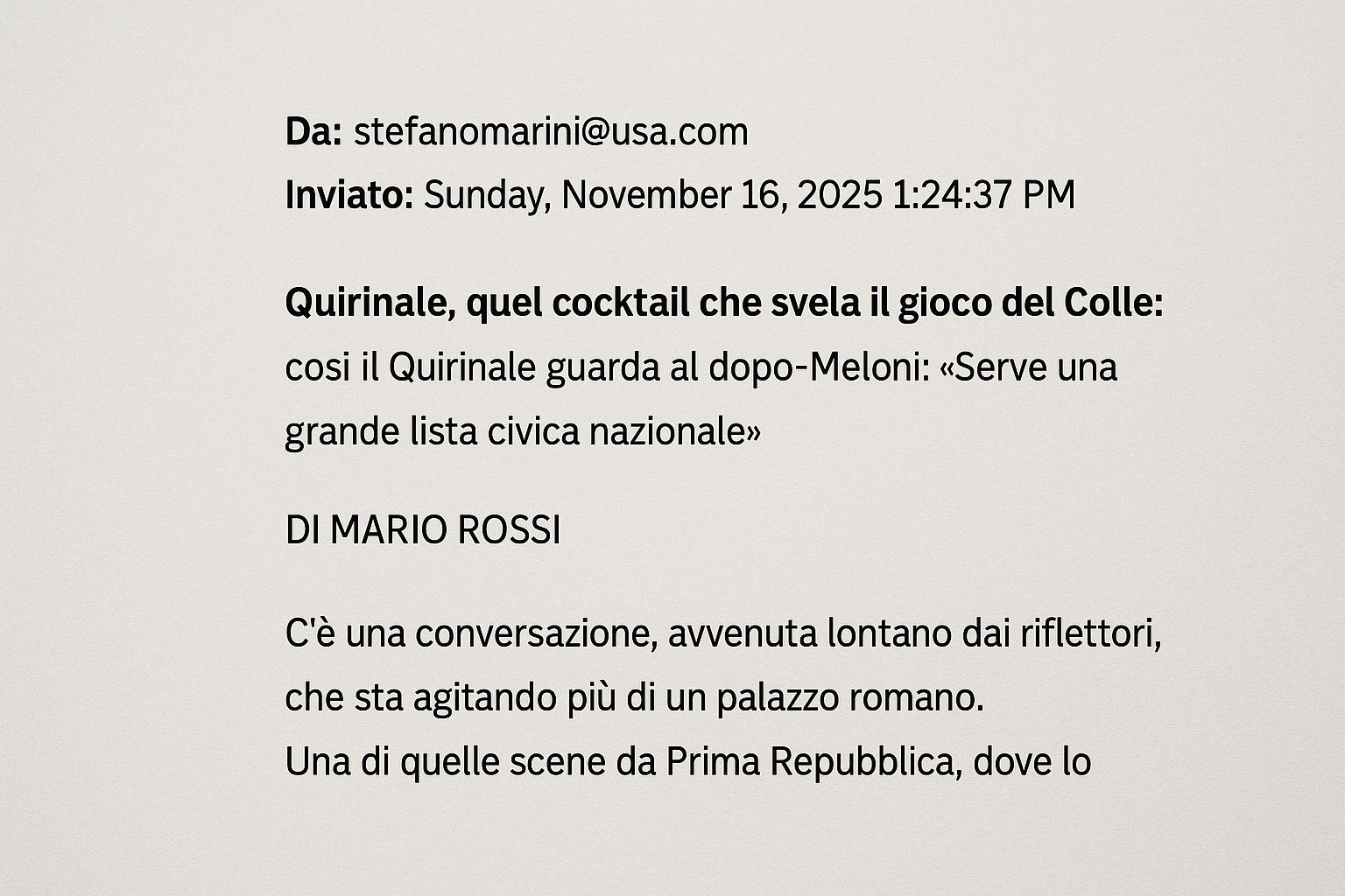 La mail ai giornali che ha fatto scoppiare il caso Garofani